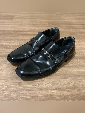 Stacy Adams Black Leather Slip-On Bit Loafers